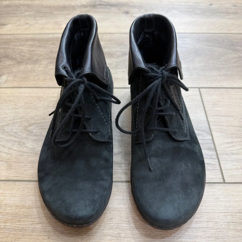Mephisto Mobils Marylin Black Nubuck Leather Ankle Boots 07 Womens US 7.5 EUR 5
